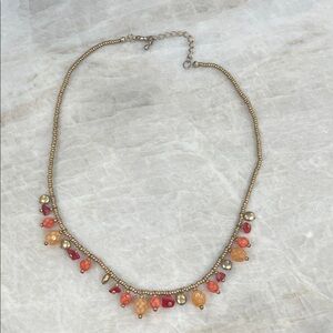 Elegant Gold and Red Beaded Necklace